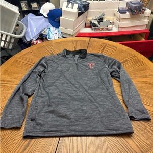 Colosseum Texas Tech Gray Quarter-Zip Pullover with Red Logo